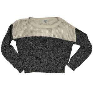 Calvin Klein Womens Sz XS Loose Knit Sweater Black & White Long Sleeves Oversize